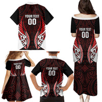 Counties Manukau 2026 Rugby Custom Family Matching Puletasi and Hawaiian Shirt NZ Maori Silver Fern LT14 Mom's Dress Red - Polynesian Pride