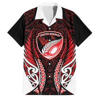 Counties Manukau 2026 Rugby Custom Family Matching Puletasi and Hawaiian Shirt NZ Maori Silver Fern LT14 Dad's Shirt - Short Sleeve Red - Polynesian Pride