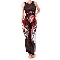 Counties Manukau 2026 Rugby Custom Family Matching Tank Maxi Dress and Hawaiian Shirt NZ Maori Silver Fern LT14 Mom's Dress Red - Polynesian Pride