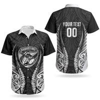 Hawke's Bay 2026 Rugby Custom Couples Matching Off The Shoulder Long Sleeve Dress and Hawaiian Shirt NZ Maori Silver Fern LT14 - Polynesian Pride