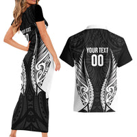 Hawke's Bay 2026 Rugby Custom Couples Matching Short Sleeve Bodycon Dress and Hawaiian Shirt NZ Maori Silver Fern LT14 - Polynesian Pride