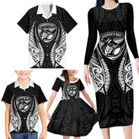 Hawke's Bay 2026 Rugby Custom Family Matching Long Sleeve Bodycon Dress and Hawaiian Shirt NZ Maori Silver Fern LT14 - Polynesian Pride