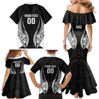 Hawke's Bay 2026 Rugby Custom Family Matching Mermaid Dress and Hawaiian Shirt NZ Maori Silver Fern LT14 - Polynesian Pride