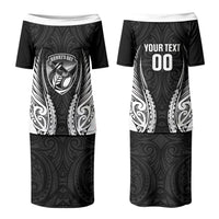 Hawke's Bay 2026 Rugby Custom Family Matching Puletasi and Hawaiian Shirt NZ Maori Silver Fern LT14 Mom's Dress Black - Polynesian Pride