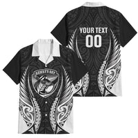 Hawke's Bay 2026 Rugby Custom Family Matching Puletasi and Hawaiian Shirt NZ Maori Silver Fern LT14 Dad's Shirt - Short Sleeve Black - Polynesian Pride