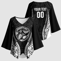 Hawke's Bay 2026 Rugby Custom Kimono Sleeve Blouse NZ Maori Silver Fern LT14 - Polynesian Pride