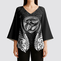 Hawke's Bay 2026 Rugby Custom Kimono Sleeve Blouse NZ Maori Silver Fern LT14 - Polynesian Pride