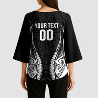 Hawke's Bay 2026 Rugby Custom Kimono Sleeve Blouse NZ Maori Silver Fern LT14 - Polynesian Pride