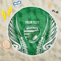 Manawatu 2026 Rugby Custom Beach Blanket NZ Maori Silver Fern