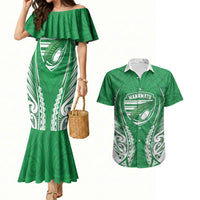 Manawatu 2026 Rugby Custom Couples Matching Mermaid Dress and Hawaiian Shirt NZ Maori Silver Fern LT14 Green - Polynesian Pride