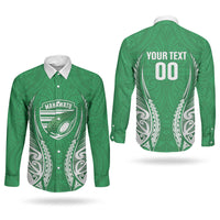 Manawatu 2026 Rugby Custom Couples Matching Puletasi and Long Sleeve Button Shirt NZ Maori Silver Fern LT14 - Polynesian Pride