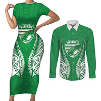 Manawatu 2026 Rugby Custom Couples Matching Short Sleeve Bodycon Dress and Long Sleeve Button Shirt NZ Maori Silver Fern