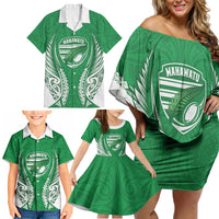 Manawatu 2026 Rugby Custom Family Matching Off Shoulder Short Dress and Hawaiian Shirt NZ Maori Silver Fern LT14 - Polynesian Pride