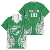 Manawatu 2026 Rugby Custom Family Matching Off Shoulder Short Dress and Hawaiian Shirt NZ Maori Silver Fern LT14 Dad's Shirt - Short Sleeve Green - Polynesian Pride