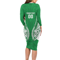 Manawatu 2026 Rugby Custom Long Sleeve Bodycon Dress NZ Maori Silver Fern LT14 - Polynesian Pride