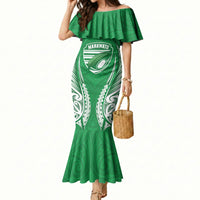 Manawatu 2026 Rugby Custom Mermaid Dress NZ Maori Silver Fern LT14 Women Green - Polynesian Pride