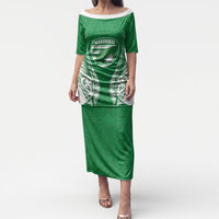 Manawatu 2026 Rugby Custom Puletasi NZ Maori Silver Fern LT14 Long Dress Green - Polynesian Pride
