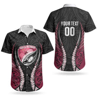 North Harbour 2026 Rugby Custom Couples Matching Off Shoulder Maxi Dress and Hawaiian Shirt NZ Maori Silver Fern LT14 - Polynesian Pride