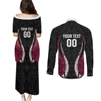 North Harbour 2026 Rugby Custom Couples Matching Puletasi and Long Sleeve Button Shirt NZ Maori Silver Fern LT14 - Polynesian Pride