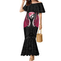 North Harbour 2026 Rugby Custom Family Matching Mermaid Dress and Hawaiian Shirt NZ Maori Silver Fern LT14 Mom's Dress Maroon - Polynesian Pride
