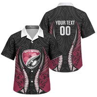 North Harbour 2026 Rugby Custom Family Matching Off Shoulder Maxi Dress and Hawaiian Shirt NZ Maori Silver Fern LT14 Son's Shirt Maroon - Polynesian Pride