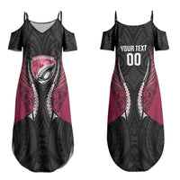 North Harbour 2026 Rugby Custom Family Matching Summer Maxi Dress and Hawaiian Shirt NZ Maori Silver Fern LT14 Mom's Dress Maroon - Polynesian Pride