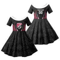 North Harbour 2026 Rugby Custom Family Matching Summer Maxi Dress and Hawaiian Shirt NZ Maori Silver Fern LT14 Daughter's Dress Maroon - Polynesian Pride