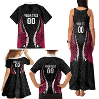 North Harbour 2026 Rugby Custom Family Matching Tank Maxi Dress and Hawaiian Shirt NZ Maori Silver Fern LT14 Mom's Dress Maroon - Polynesian Pride