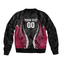 North Harbour 2026 Rugby Custom Sleeve Zip Bomber Jacket NZ Maori Silver Fern