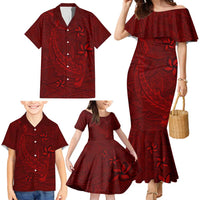Oxblood Polynesia Family Matching Mermaid Dress and Hawaiian Shirt Hawaiian Tribal Hammerhead Shark Tattoo LT14 - Polynesian Pride