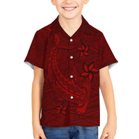 Oxblood Polynesia Family Matching Puletasi and Hawaiian Shirt Hawaiian Tribal Hammerhead Shark Tattoo LT14 Son's Shirt Oxblood - Polynesian Pride