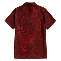 Oxblood Polynesia Family Matching Summer Maxi Dress and Hawaiian Shirt Hawaiian Tribal Hammerhead Shark Tattoo LT14 - Polynesian Pride