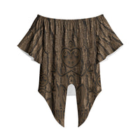 Kioranga Moriori New Zealand Off Shoulder Wrap Waist Top Kopi Rakau Carving Art LT14 - Polynesian Pride