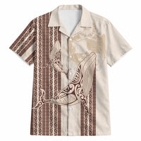 Swimming With Humpback Whales Season Tonga Hawaiian Shirt Tongan Tofuaa Ngatu Pattern Brown LT14 Brown - Polynesian Pride