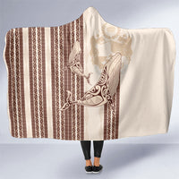Swimming With Humpback Whales Season Tonga Hooded Blanket Tongan Tofuaa Ngatu Pattern Brown LT14 One Size Brown - Polynesian Pride