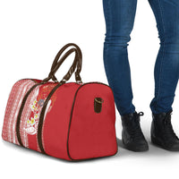 Swimming With Humpback Whales Season Tonga Travel Bag Tongan Tofuaa Ngatu Pattern Red LT14 - Polynesian Pride