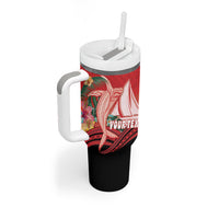 Vavau Sailing Festival Tonga Personalised Tumbler With Handle Humpback Whale Sailboat Tropical Vibes LT14 - Polynesian Pride