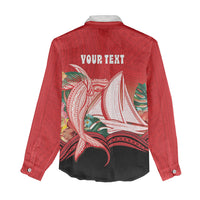 Vavau Sailing Festival Tonga Personalised Women Casual Shirt Humpback Whale Sailboat Tropical Vibes LT14 - Polynesian Pride
