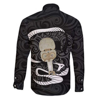 Black New Zealand Eel Family Matching Short Sleeve Bodycon Dress and Hawaiian Shirt Aotearoa Maori Tuna With Kotiate Weapon LT14 - Polynesian Pride