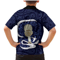 Blue New Zealand Eel Family Matching Mermaid Dress and Hawaiian Shirt Aotearoa Maori Tuna With Kotiate Weapon LT14 - Polynesian Pride