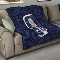 Blue New Zealand Eel Quilt Aotearoa Maori Tuna With Kotiate Weapon LT14 - Polynesian Pride