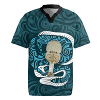 Turquoise New Zealand Eel Rugby Jersey Aotearoa Maori Tuna With Kotiate Weapon LT14 Turquoise - Polynesian Pride