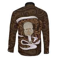 Gold New Zealand Eel Family Matching Off Shoulder Short Dress and Hawaiian Shirt Aotearoa Maori Tuna With Kotiate Weapon LT14 - Polynesian Pride