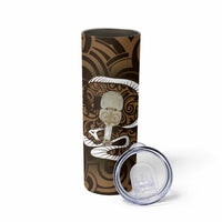 Gold New Zealand Eel Skinny Tumbler Aotearoa Maori Tuna With Kotiate Weapon LT14 - Polynesian Pride