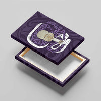 Purple New Zealand Eel Canvas Wall Art Aotearoa Maori Tuna With Kotiate Weapon