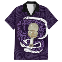 Purple New Zealand Eel Family Matching Off The Shoulder Long Sleeve Dress and Hawaiian Shirt Aotearoa Maori Tuna With Kotiate Weapon LT14 Dad's Shirt - Short Sleeve Purple - Polynesian Pride