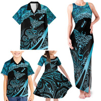 New Zealand Stingray Family Matching Tank Maxi Dress and Hawaiian Shirt Aotearoa Whai With Maori Paua Shell LT14 - Polynesian Pride