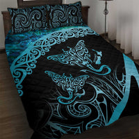 New Zealand Stingray Quilt Bed Set Aotearoa Whai With Maori Paua Shell LT14 Turquoise - Polynesian Pride