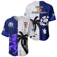 Fiji And Scotland Rugby Baseball Jersey Fijian Tapa Pattern With Thistle LT14 - Polynesian Pride