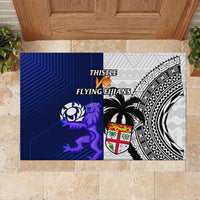 Fiji And Scotland Rugby Rubber Doormat Fijian Tapa Pattern With Thistle LT14 - Polynesian Pride